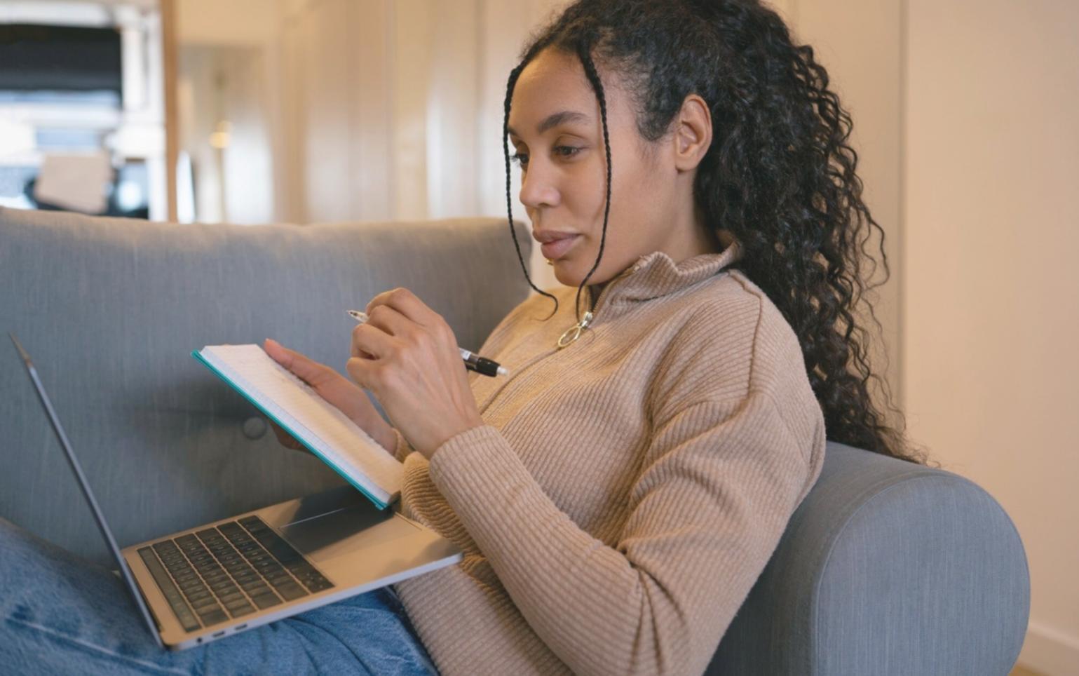 Financial analysis workspace with charts and data visualizations